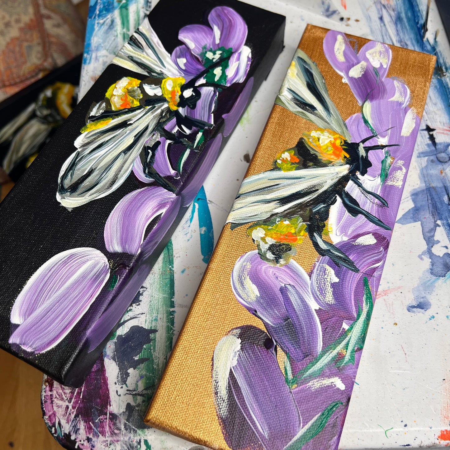 Small lavender bees