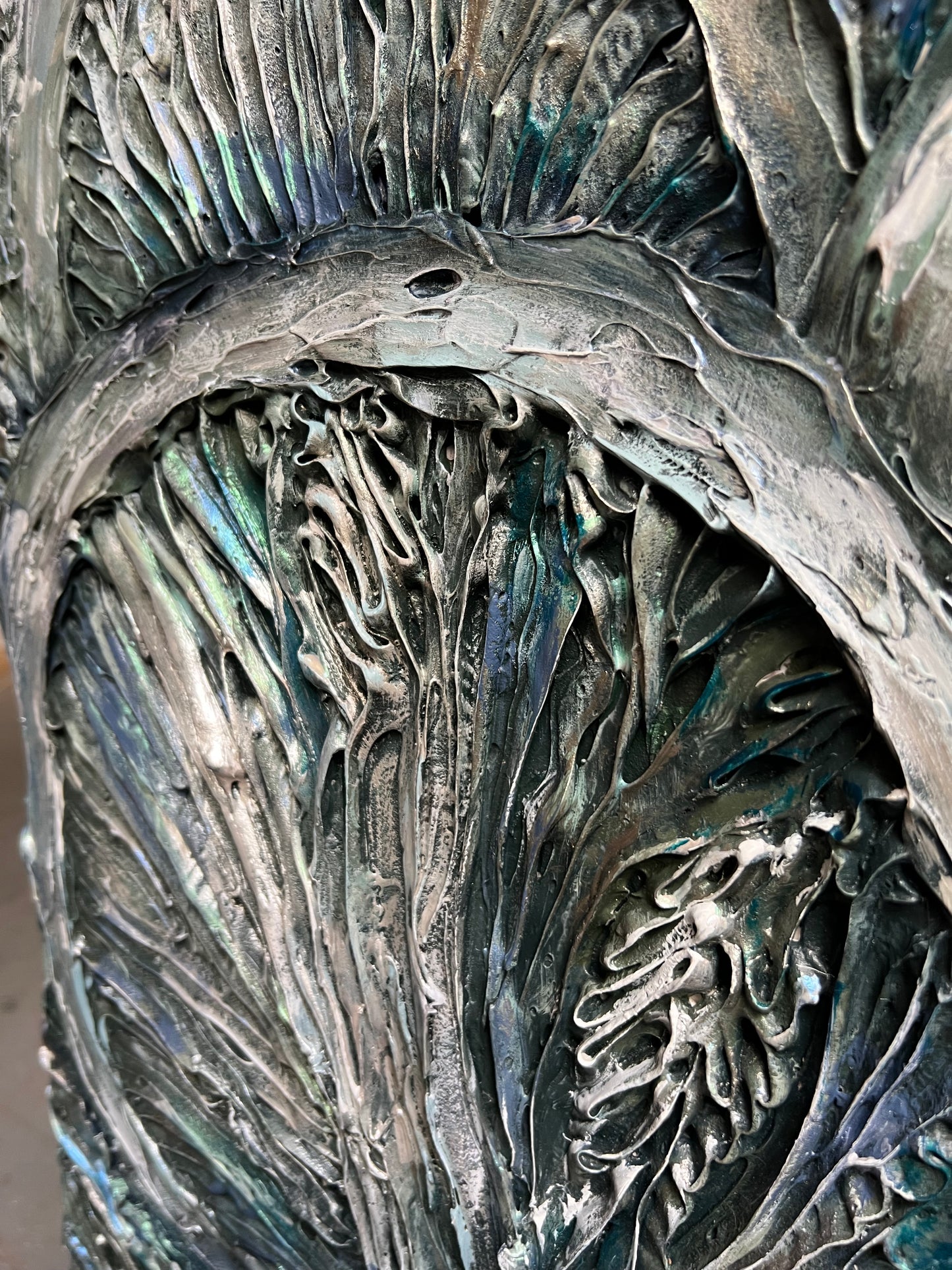 Mushrooms in Silver and Turquoise 48x13"