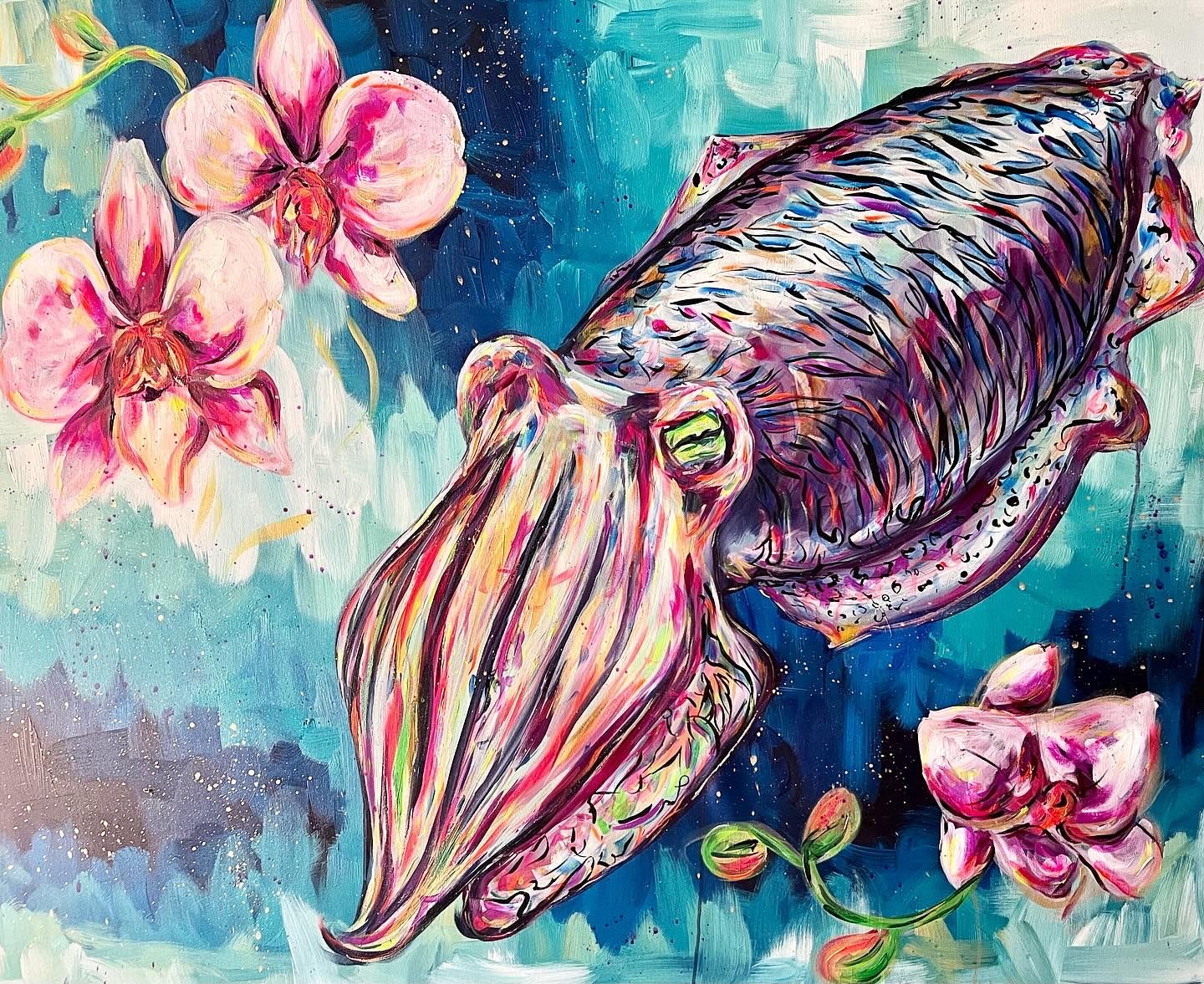 Cuttlefish with Orchids 48x60”