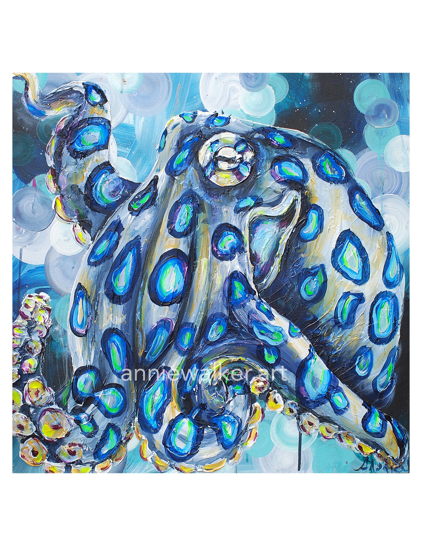 Blue Ring Octopus digital print
