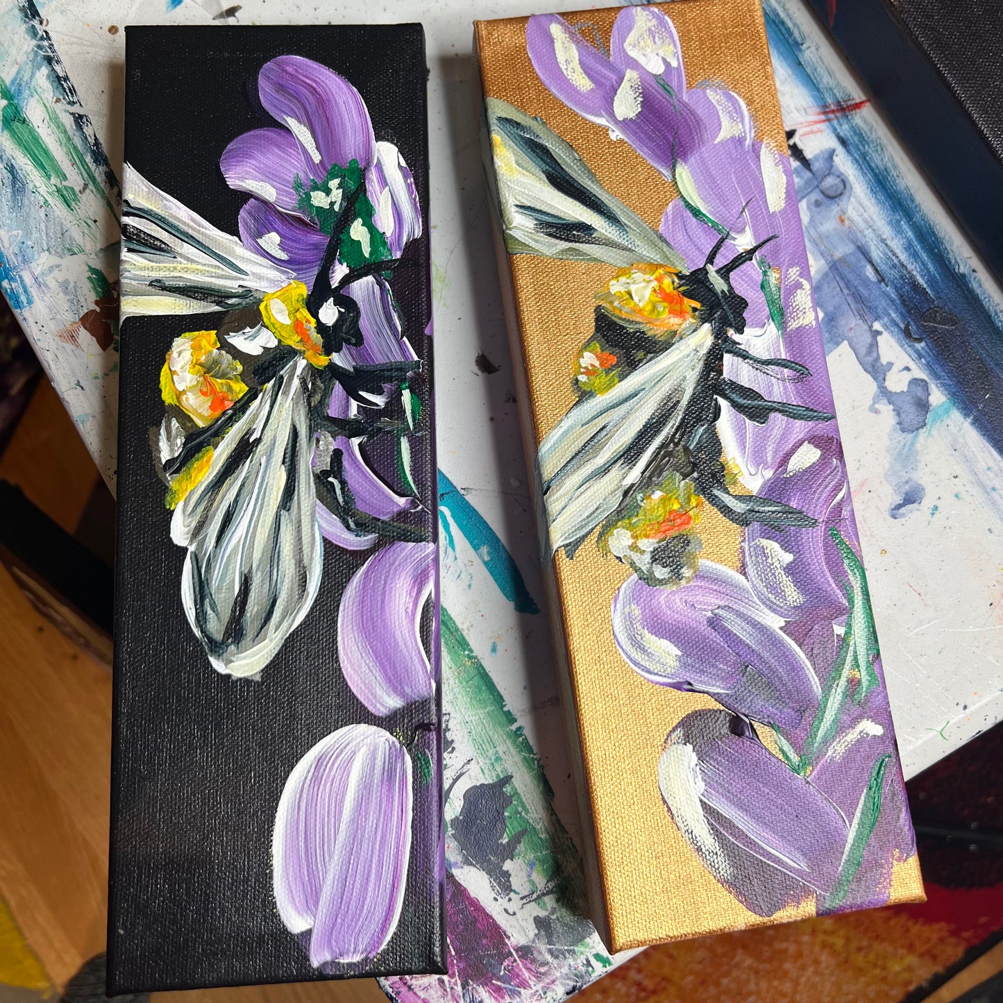 Small lavender bees