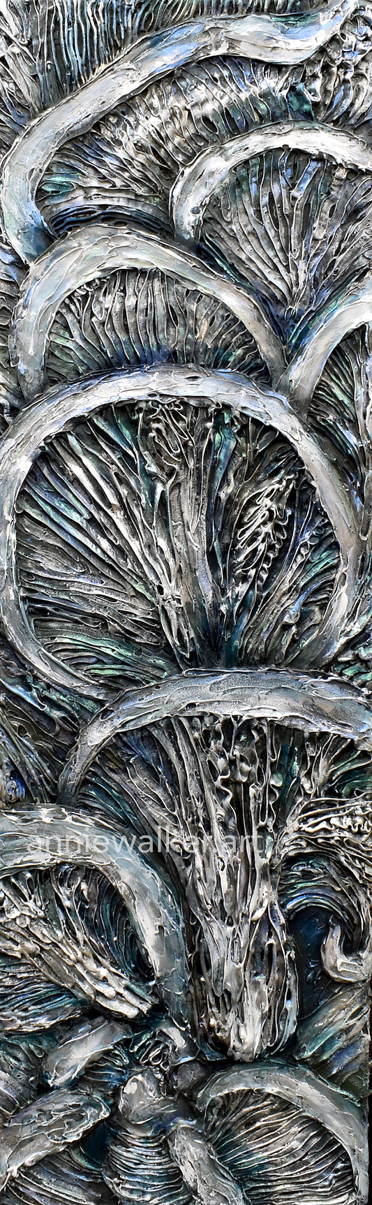 Mushrooms in Silver and Turquoise 48x13"