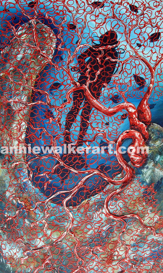 Diver with Sea Fan Print